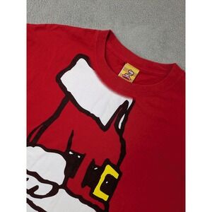 Peanuts Joe Cool Santa Snoopy Red Graphic T Shirt Men's Size L Cotton